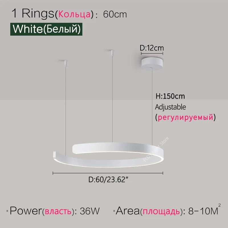 Ceiling chandelier Pendant light Chandeliers for dining room LED Bedroom living room nordic home decor Modern Round ring lamps - Antland Marketplace