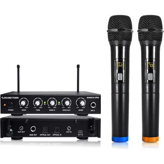 Channels Wireless Microphone Karaoke Mixer System with 2 Mics