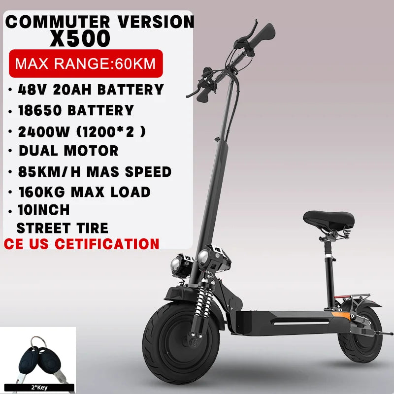 Dual Motor Foldable Electric Scooter For Adults 72V 2400W 85kmh