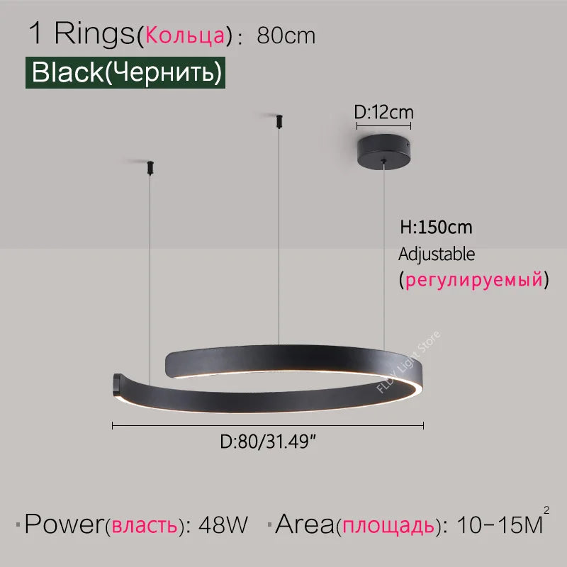 Ceiling chandelier Pendant light Chandeliers for dining room LED Bedroom living room nordic home decor Modern Round ring lamps - Antland Marketplace