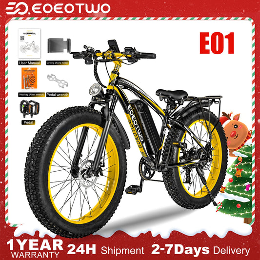 EOEOTWO E01 1500W Fat Tire Electric Bike 34MPH 60 Miles With 1 Year Warranty