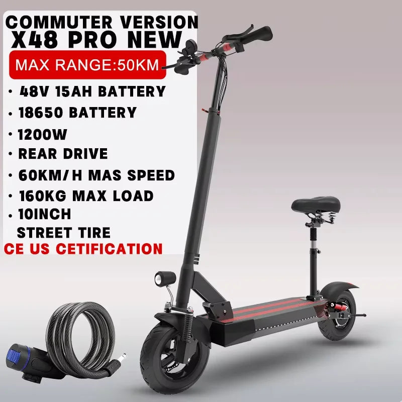 Electric Scooter For Adults Dual Motor Folding With Removable Seat