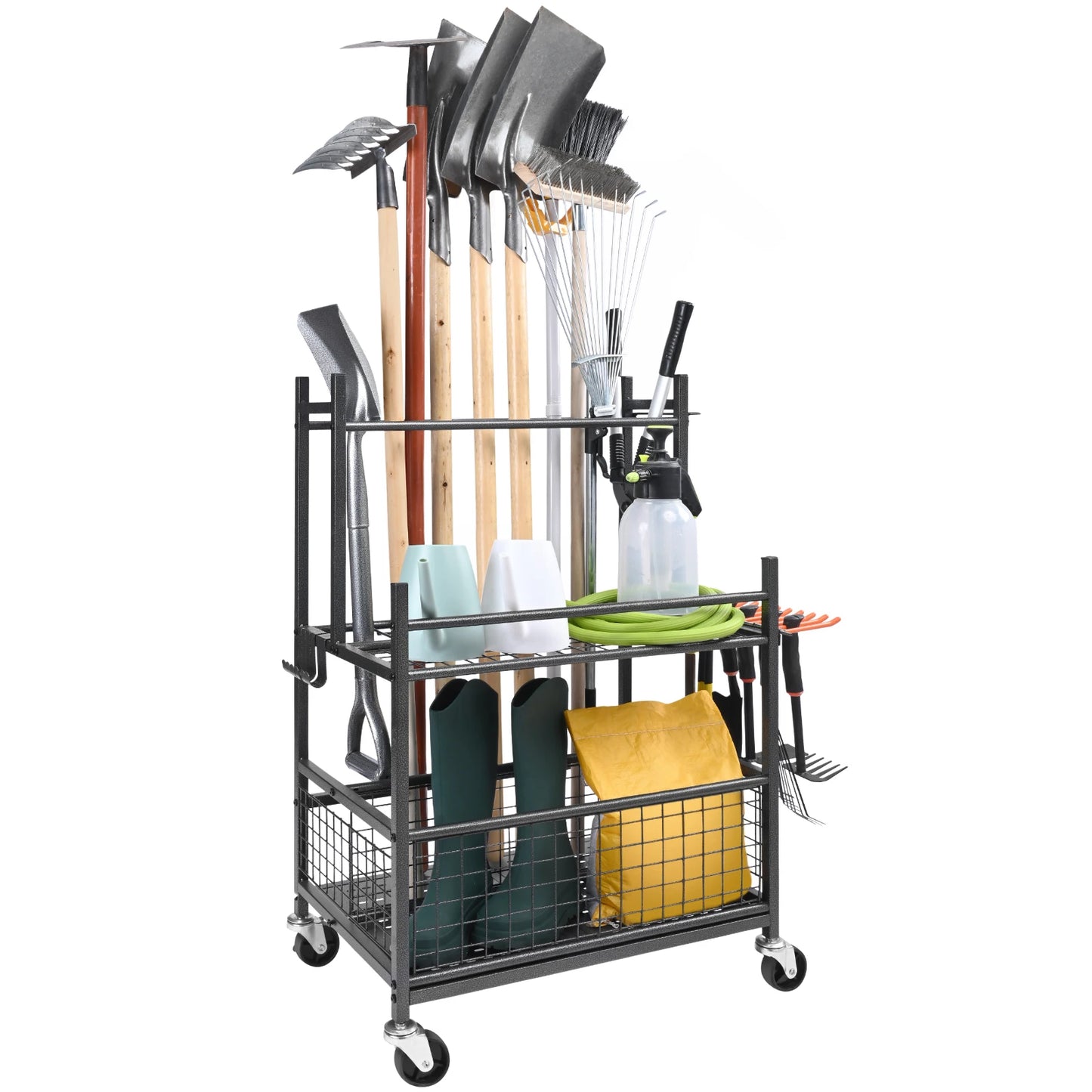 SucceBuy 16 Slots Garden Tool Organizer Tower Rack Hooks