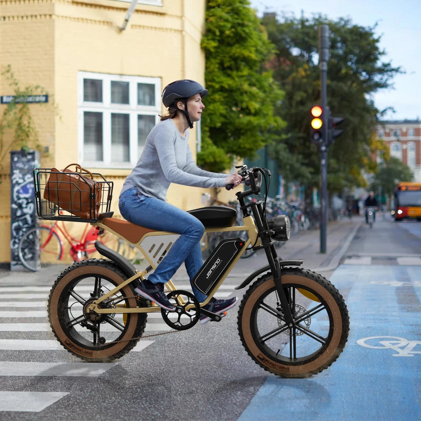 Jansno X70G 750W City E Bike Dual Battery 48V14Ah 48V20Ah Fat Tire