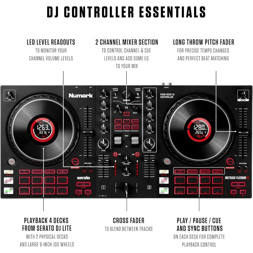 Mixtrack Platinum DJ Controller with FX Paddles and Displays