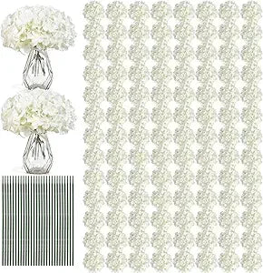 Ivory Silk Hydrangea Flowers 204Pcs With Stems For Weddings