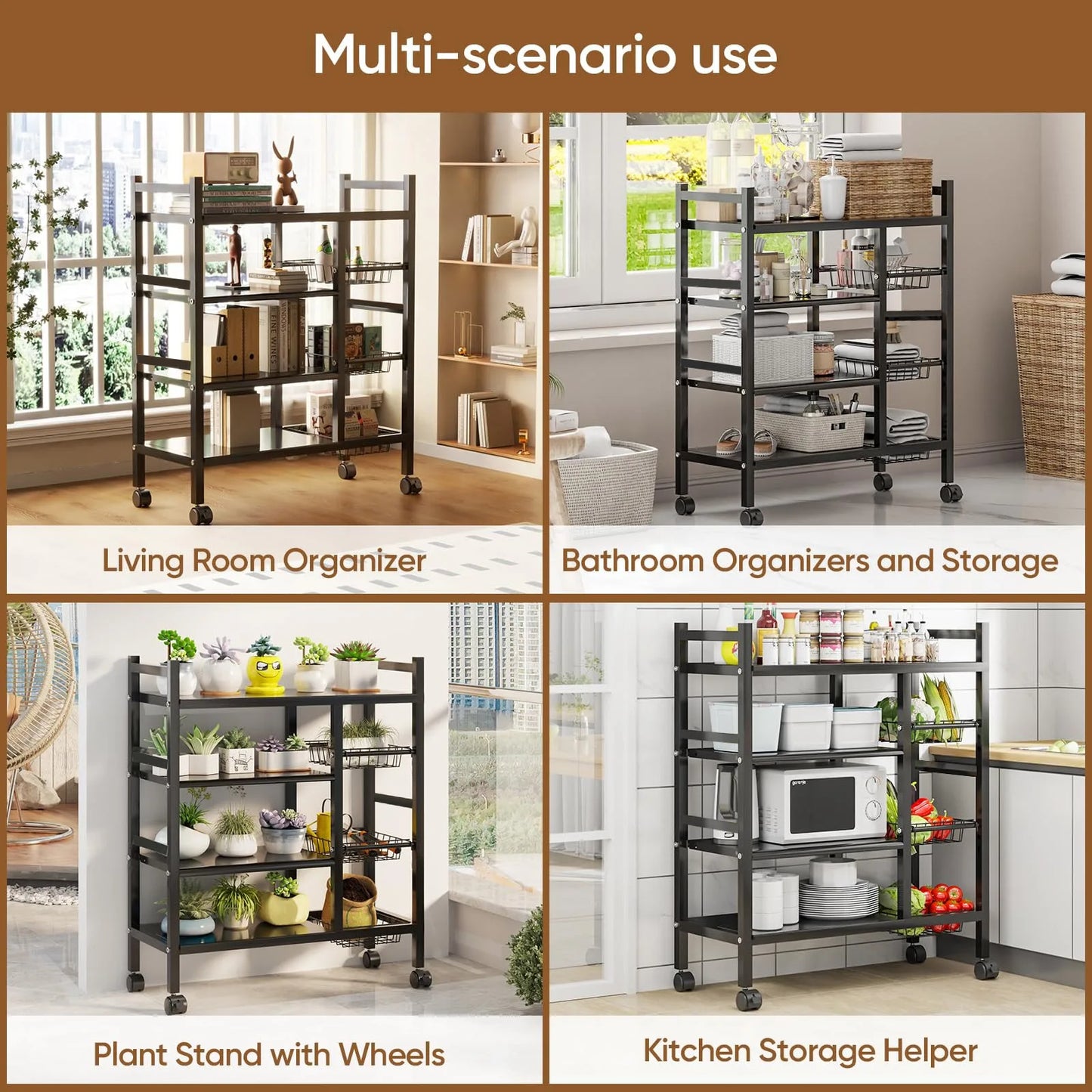 Movable Kitchen Vegetable Basket Storage Rack For Cabinets