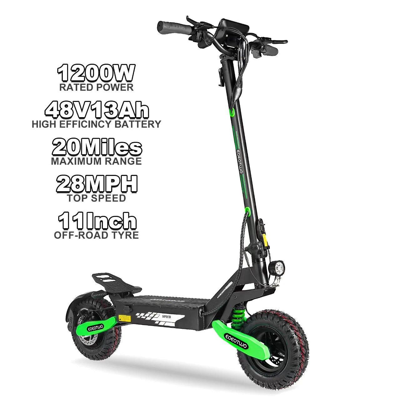 EOEOTWO GT06 Electric Scooter 1200W Dual Suspension Up To 30 MPH
