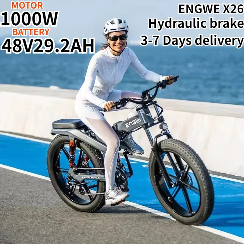Engwe X26 Folding Electric Bike 1000W Fat Tire 26 Inch All Terrain
