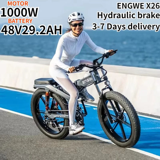 Engwe X26 Folding Electric Bike 1000W Fat Tire 26 Inch All Terrain