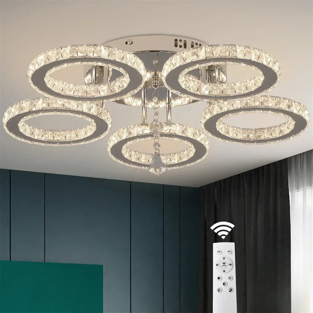 Modern Crystal Chandelier Flush Mount Ceiling Light Fixture