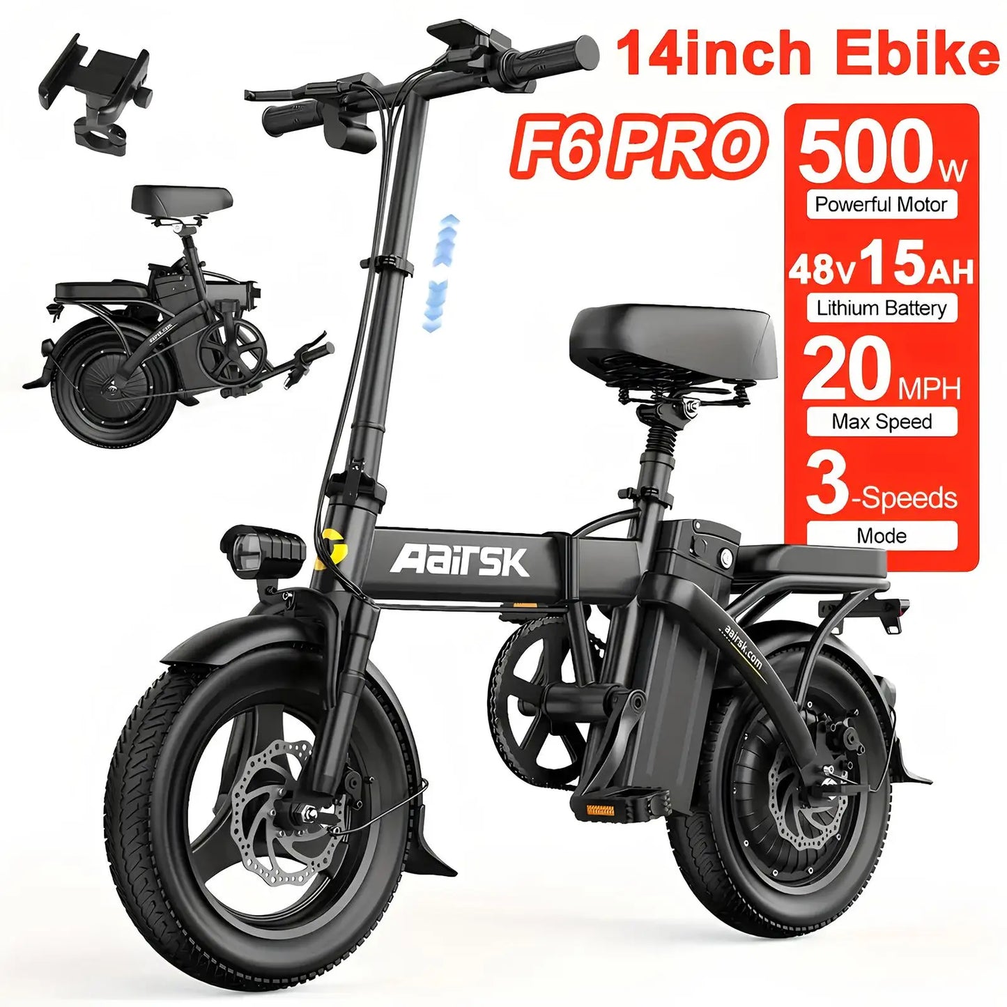GT900 750W Electric Mountain Bike For Adults 40 Mile Range