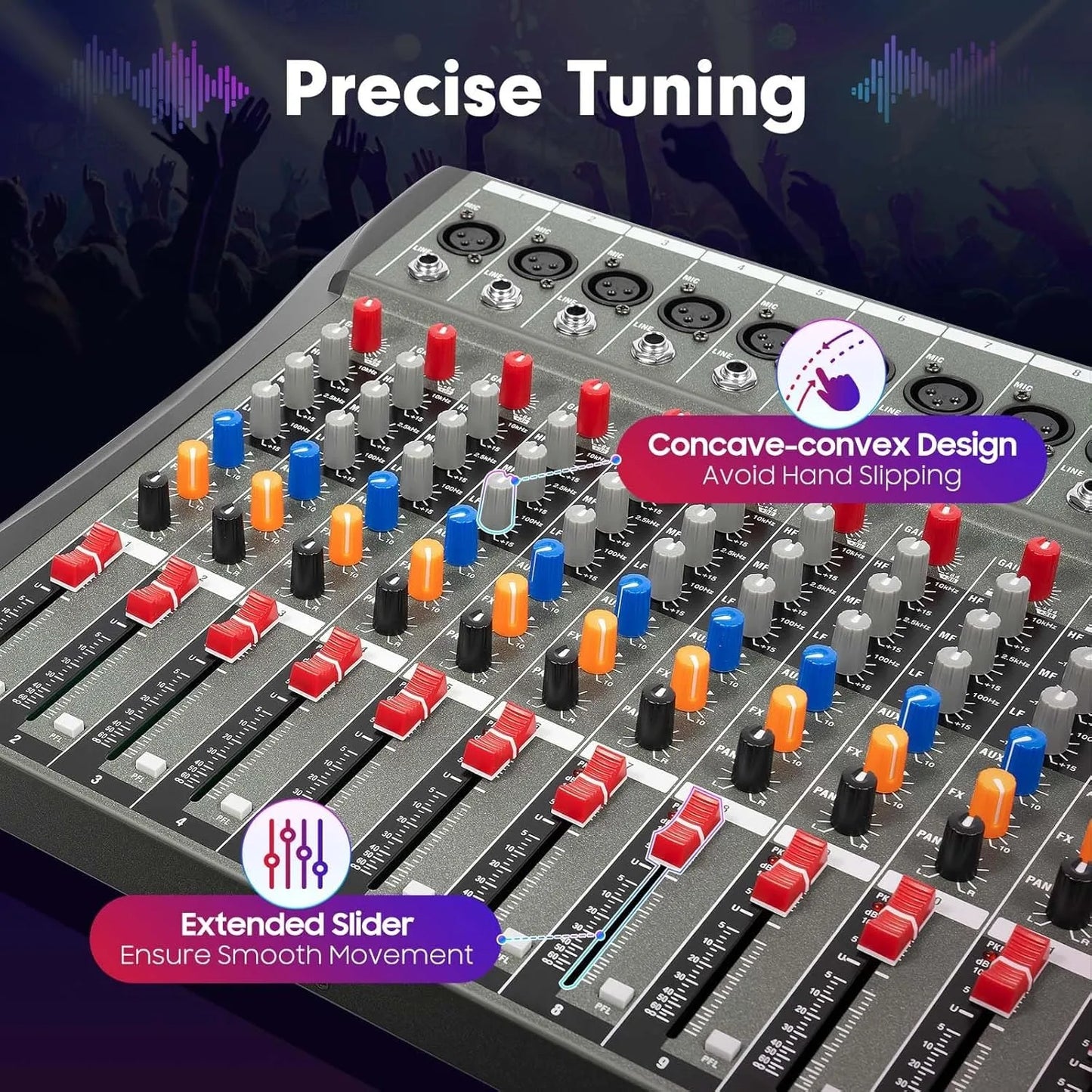 12 Channel Professional DJ Audio Mixer with Bluetooth Input