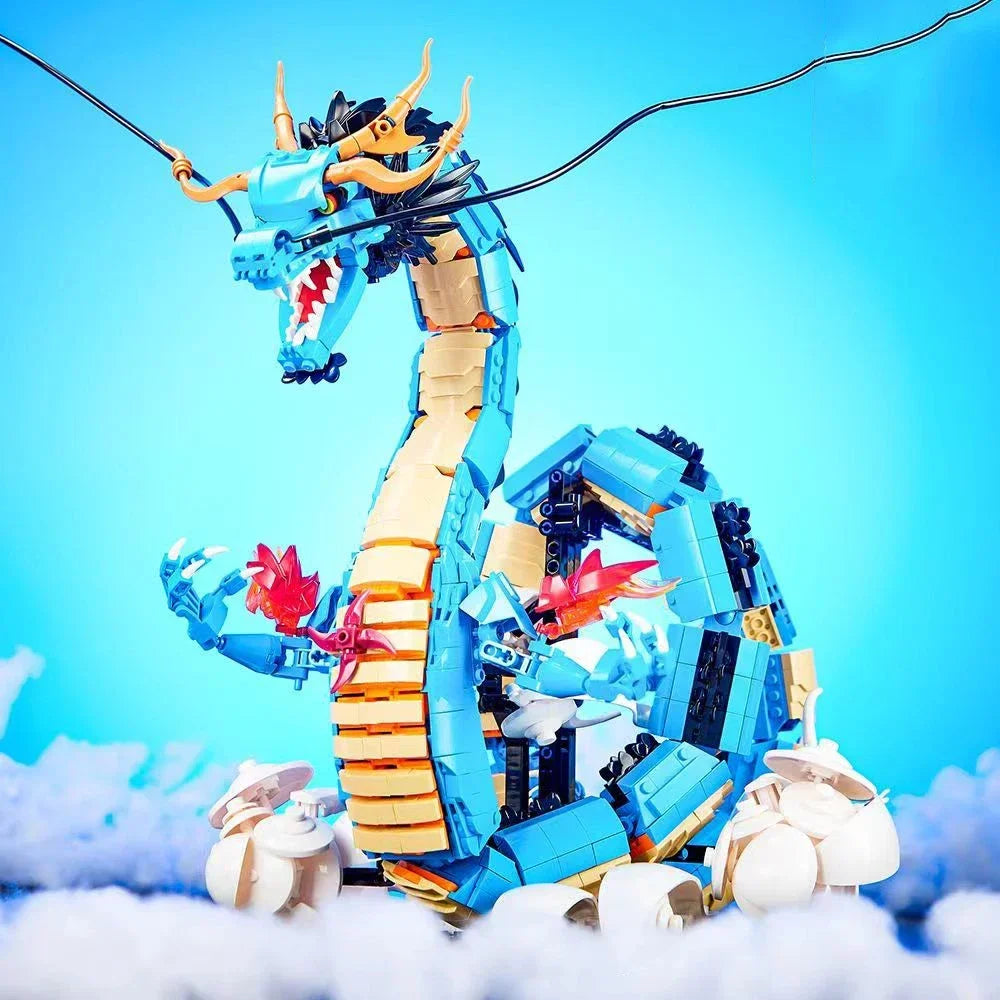 Creative Anime Nautical King Blue Kaido Dragon Building Blocks DK5011 Divine Dragon Form Model Toy For Kids Gift