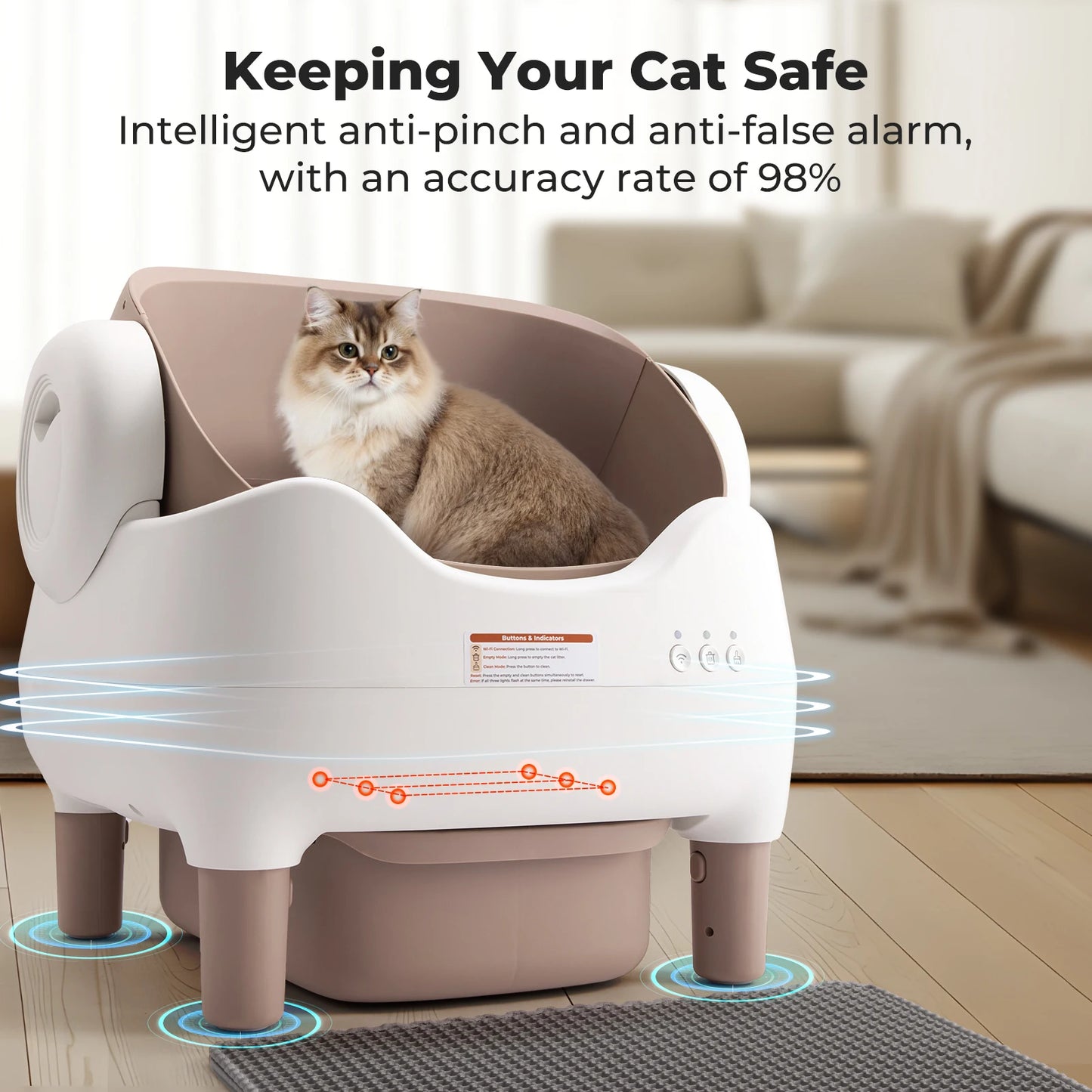 Automatic Self Cleaning Cat Litter Box With App Control