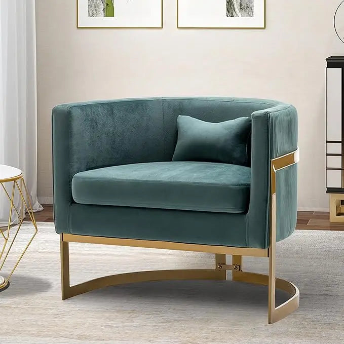 Velvet Barrel Chair With Gold Legs Modern Armchair