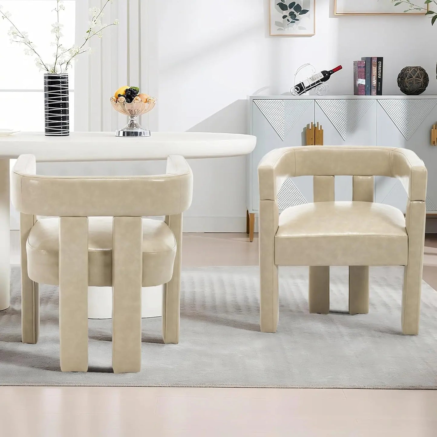 Modern Dining Chair Set Of 2 Fabric Armchairs Living Room
