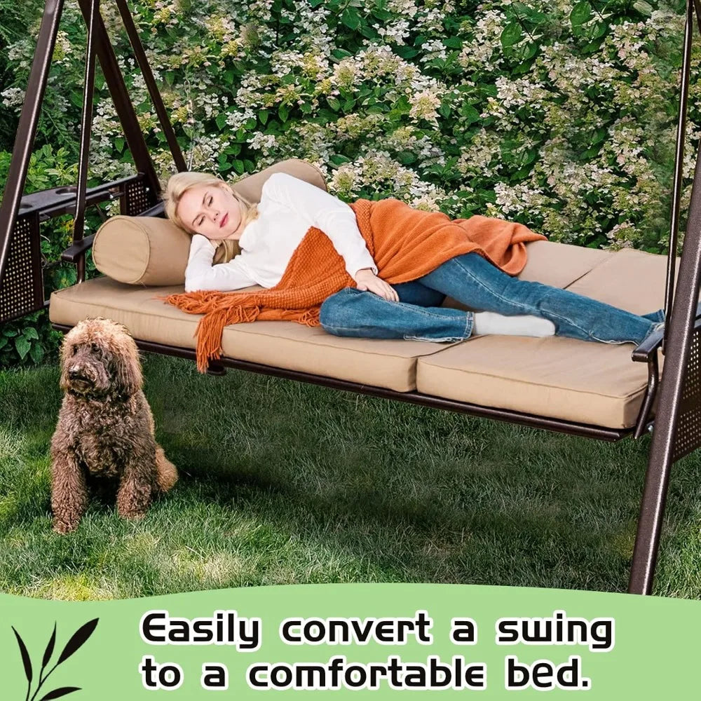 Oversized Outdoor Porch Swing With Hardtop 3 Seat Patio