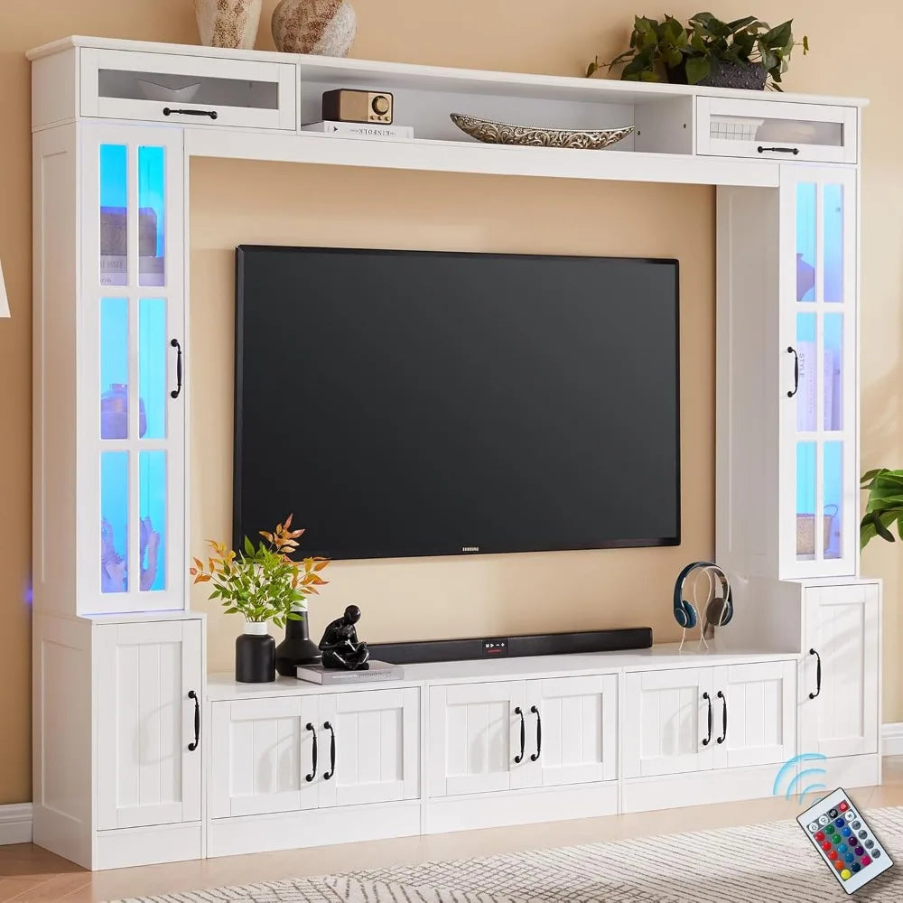 98 Inch TV Entertainment Center Wall Unit With LED Lights