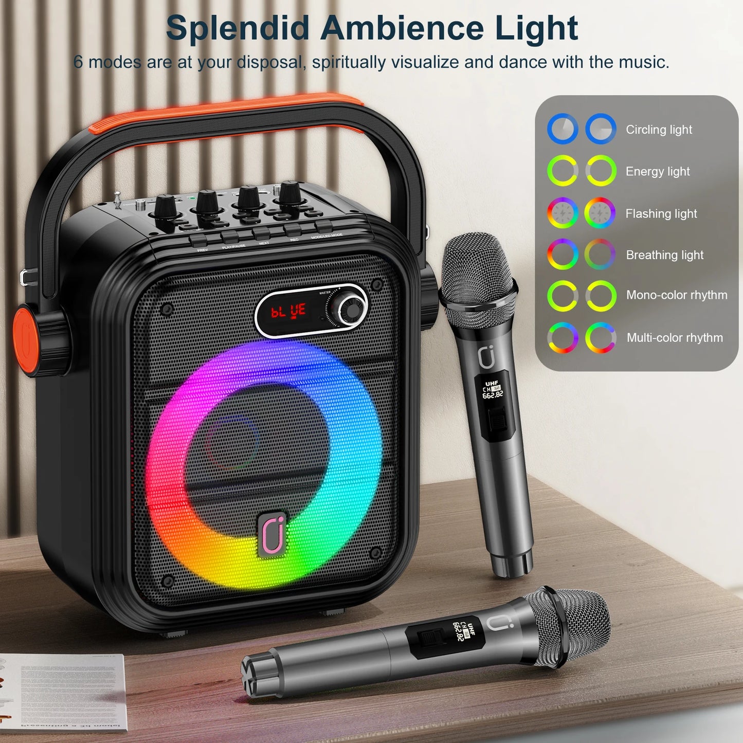 FanFun Portable Bluetooth Speaker with Karaoke and FM Radio