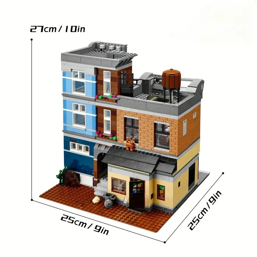MOC Model Street View Restaurant Cafe Corner Police