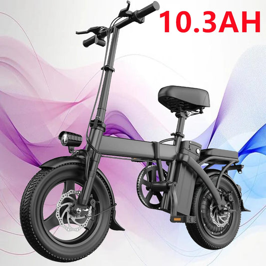 Folding 14 Inch Electric Mountain Bike 400W Peak Motor 48V 19.5 MPH For Adults