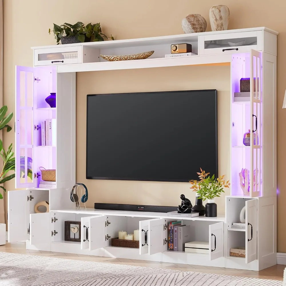 98 Inch TV Entertainment Center Wall Unit With LED Lights