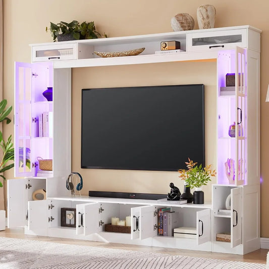 98 Inch TV Entertainment Center Wall Unit With LED Lights