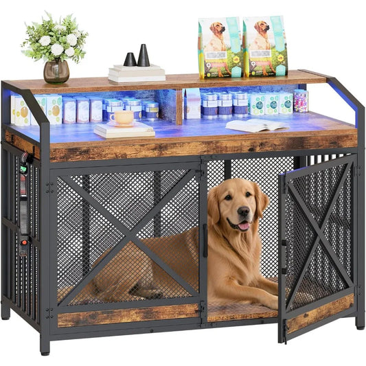 Masterpiece Large Dog Crate Furniture with LED Light - Antland Marketplace