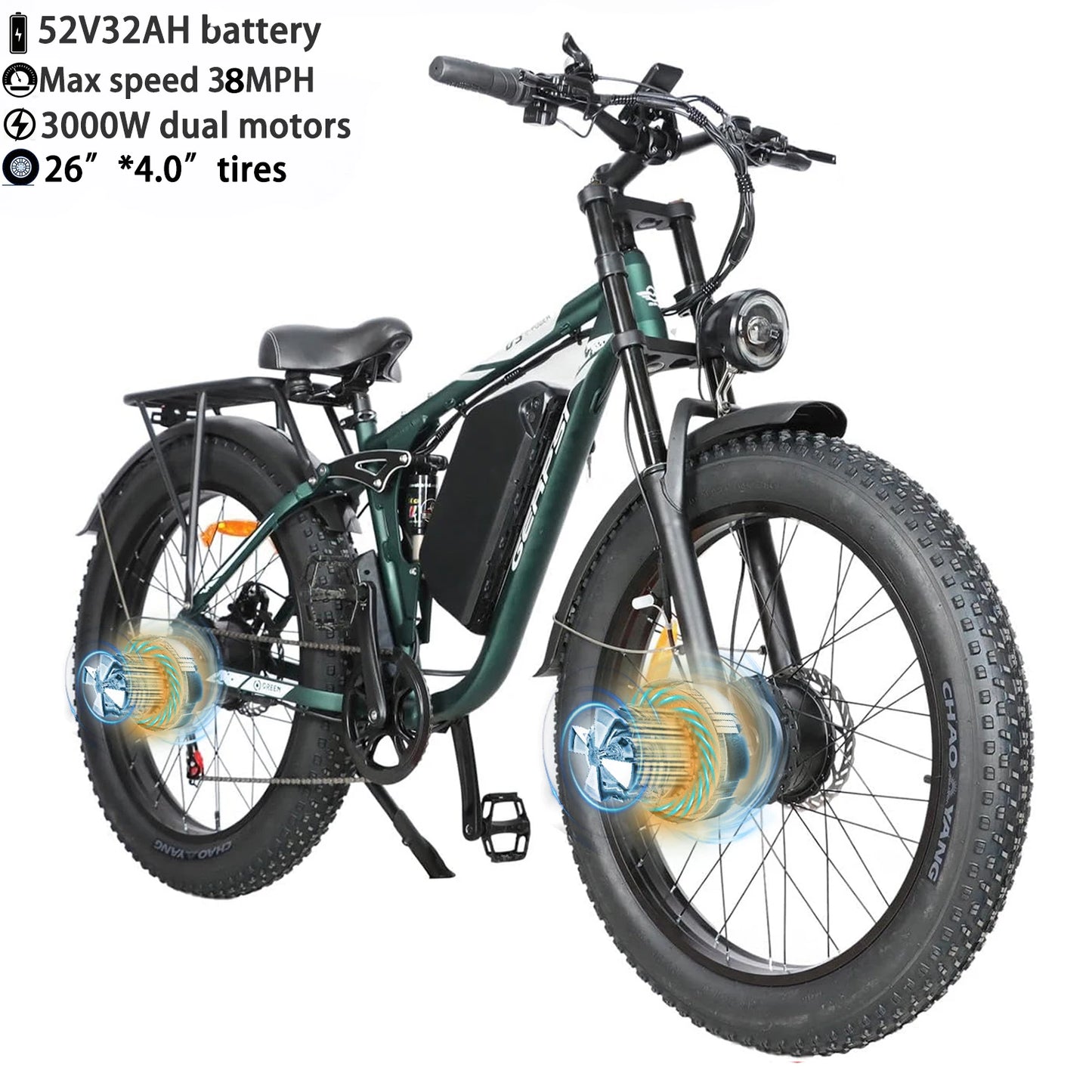 Baolujie Peak Dual Motor Electric Bike 48V Battery