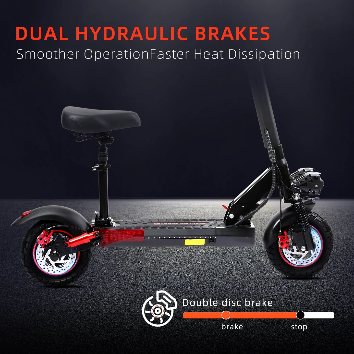 New 800W Dual Motor Foldable Electric Scooter 48V 10 Inch Vacuum Tires