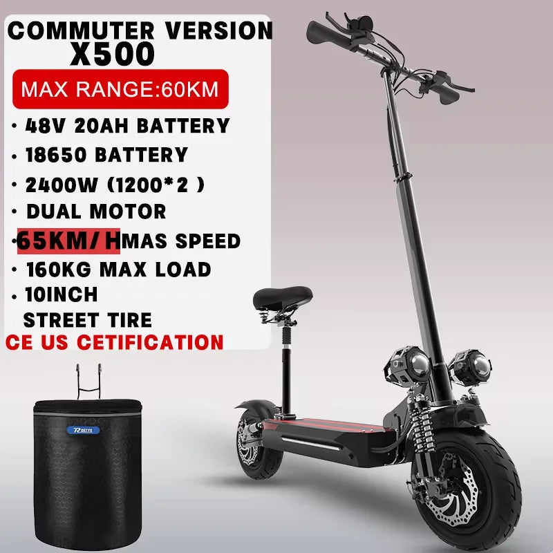 Electric Scooter For Adults Dual Motor Folding With Removable Seat