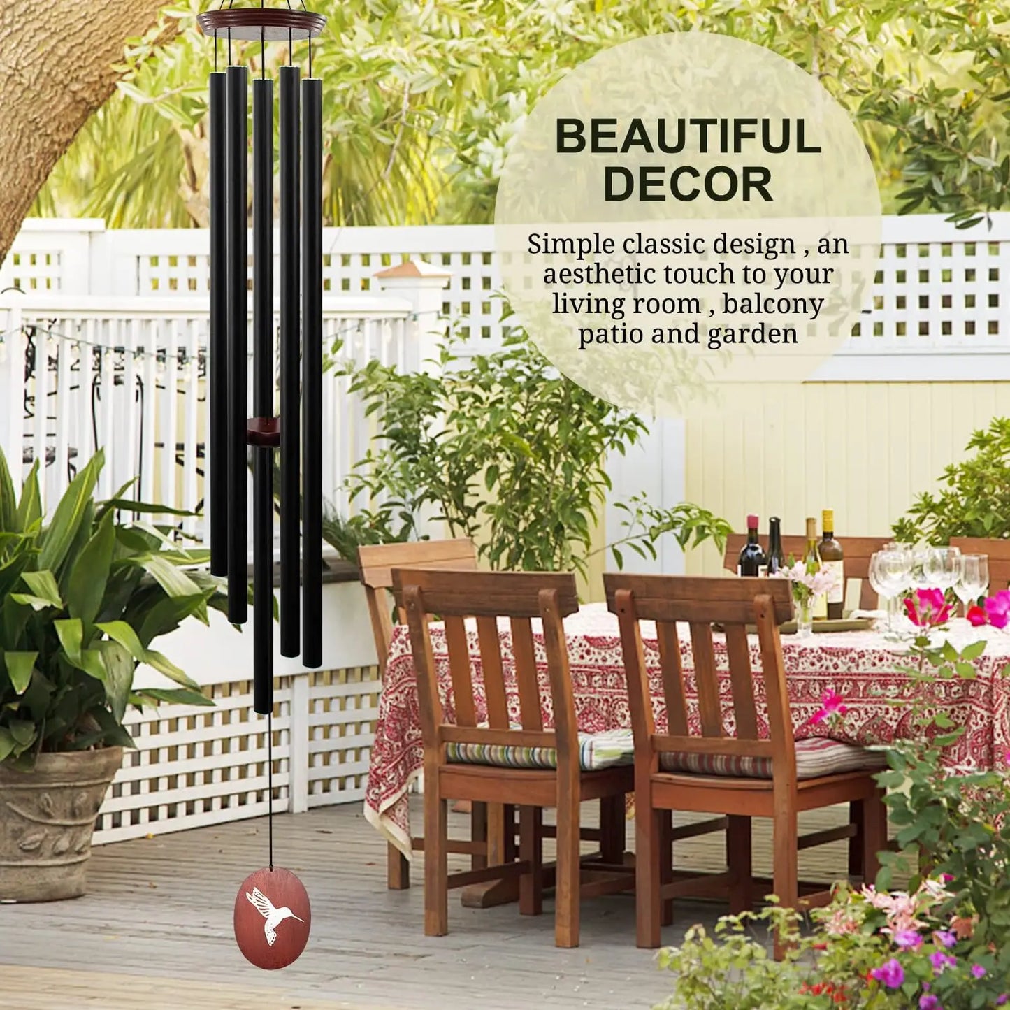 60 Inch Large Wind Chimes Outdoor Deep Tone 5 Tuned Tubes