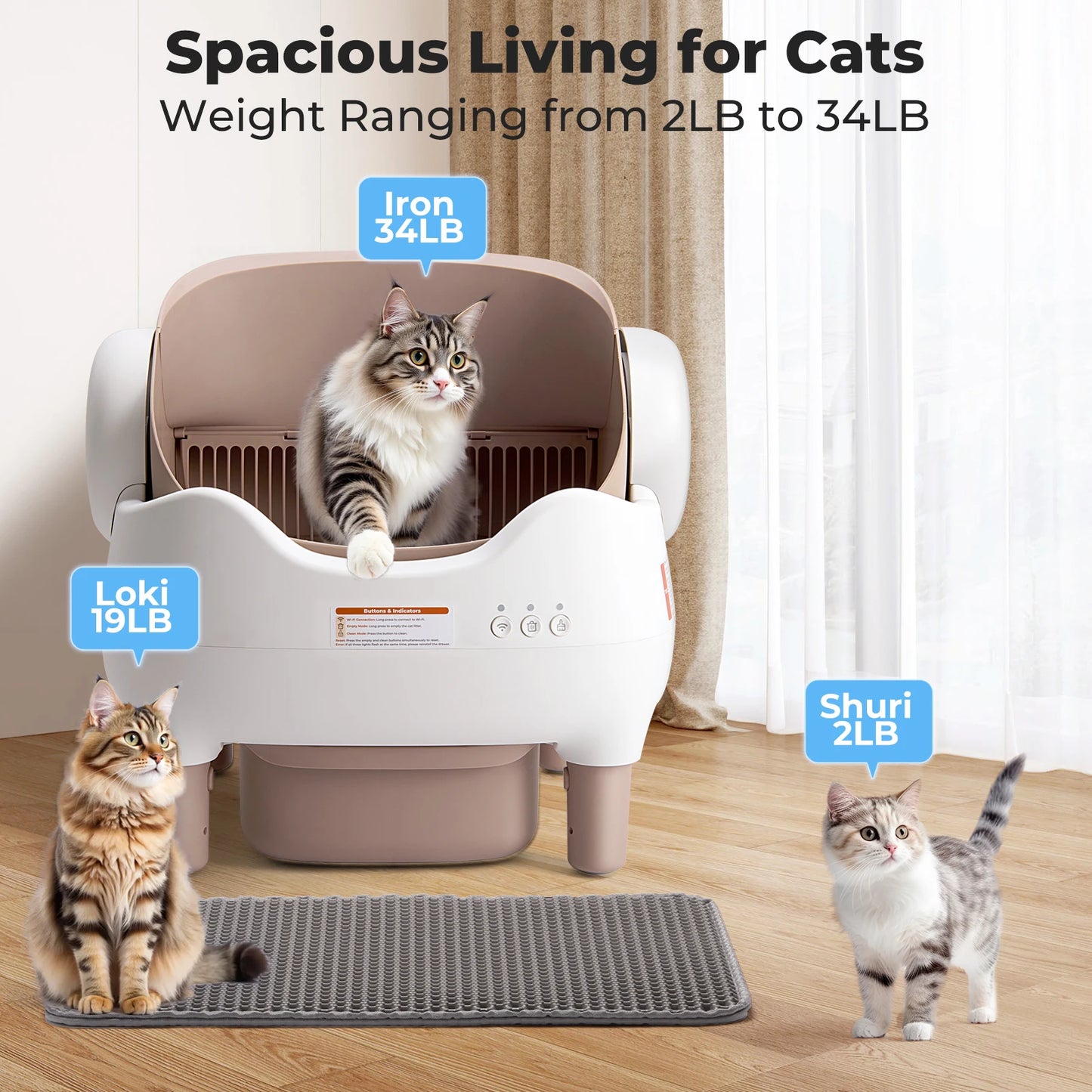 Automatic Self Cleaning Cat Litter Box With App Control