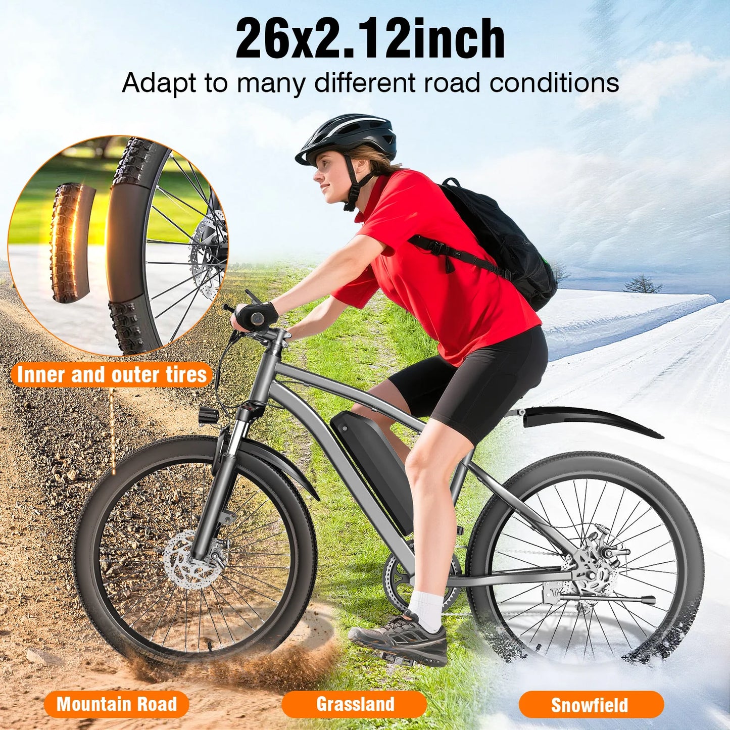 Terrosor 720W Electric Mountain Bike 26 Inch With Removable 36V Battery