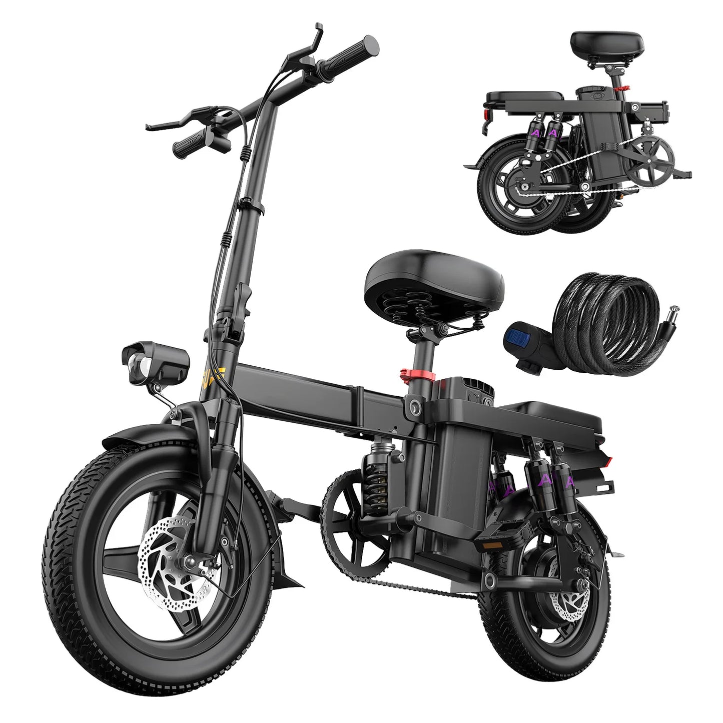 Terrosor GS5 740W Folding Electric Bike For Adults 48V 15Ah 32 Mile Range