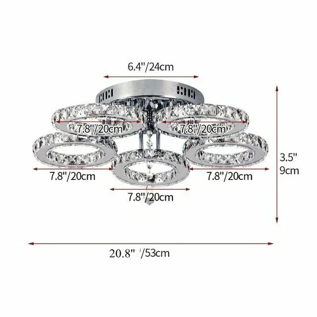 Modern Crystal Chandelier Flush Mount Ceiling Light Fixture