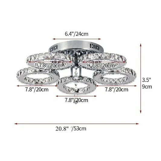 Modern Crystal Chandelier Flush Mount Ceiling Light Fixture