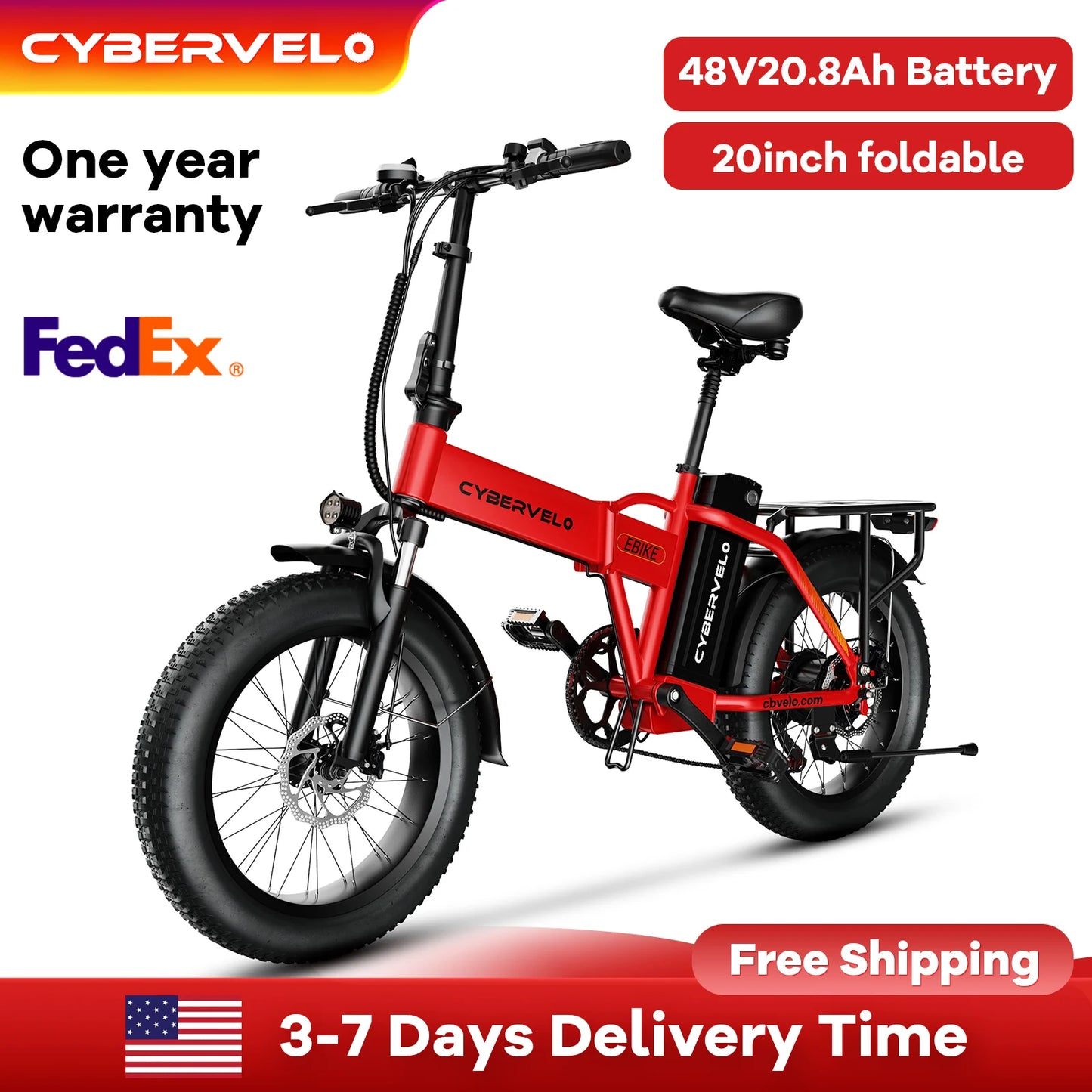Cybervelo Mars700 1000W Folding Bike Removable Battery
