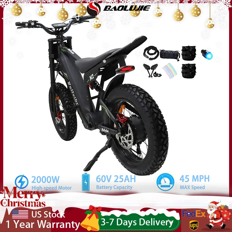 Baolujie M2 Electric Mountain Bike 60V 2000W 20inch Ebike