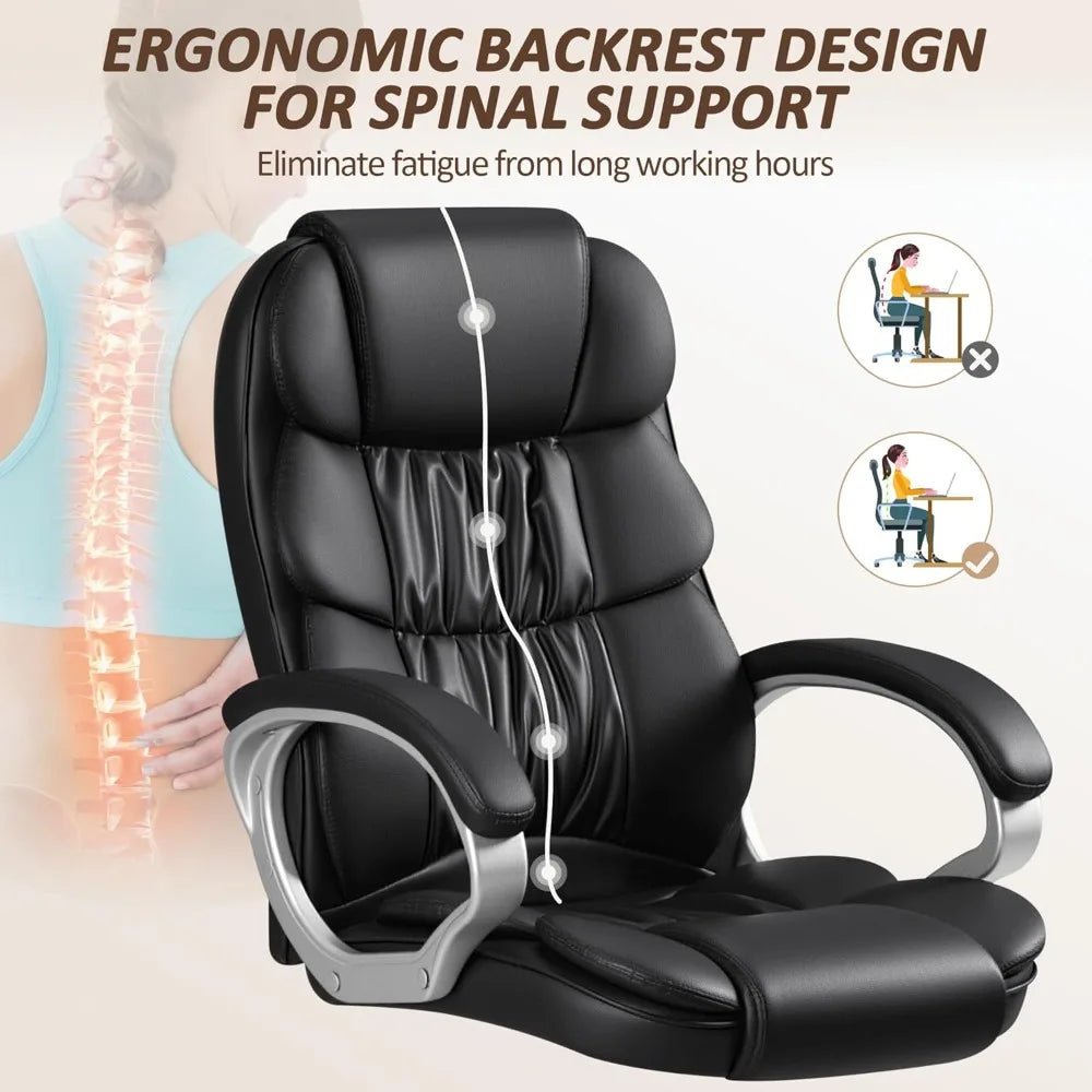 High Back Adjustable PU Leather Office Chair for Comfort - Antland Marketplace