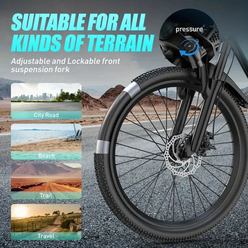 Adults Electric Mountain Bike 26 Inch 600W Peak Ebike 36V Battery