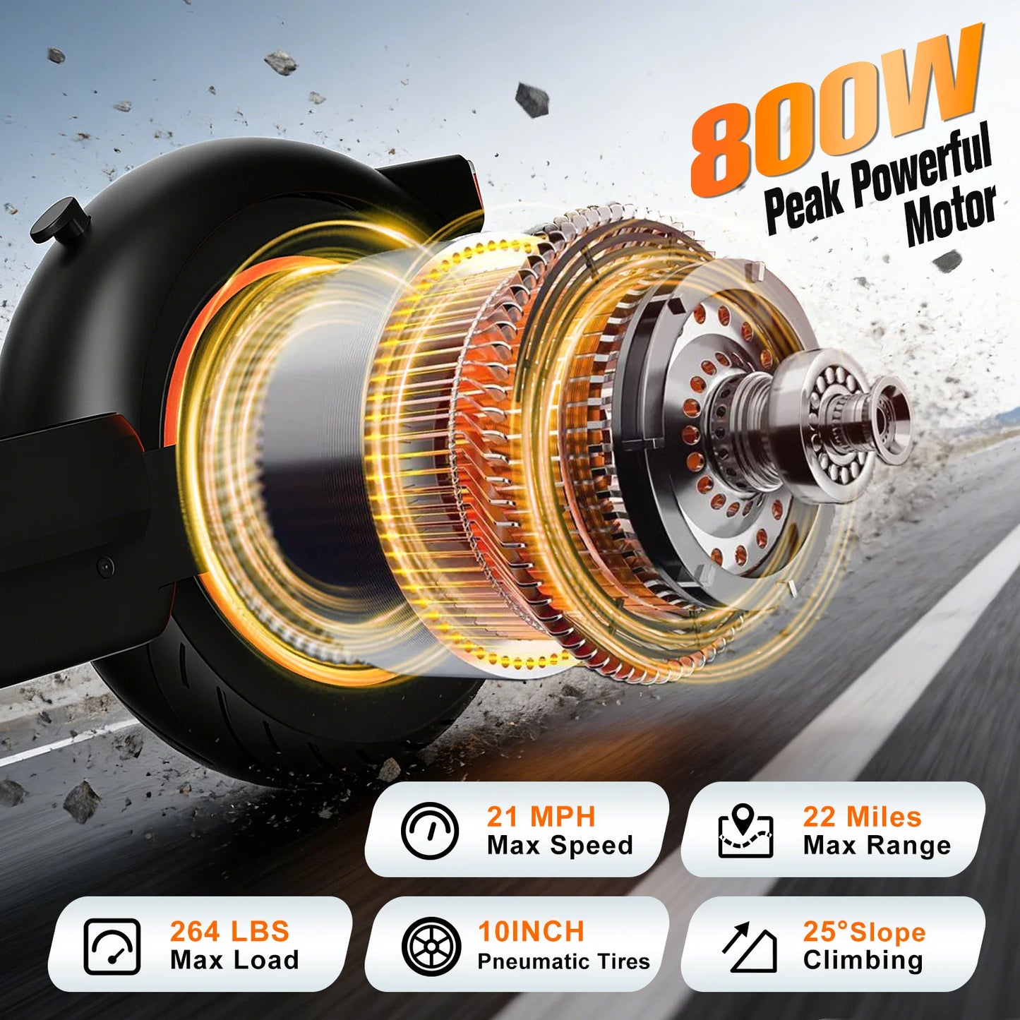 800W Electric Scooter For Adults Long Range 22 Miles 21 MPH