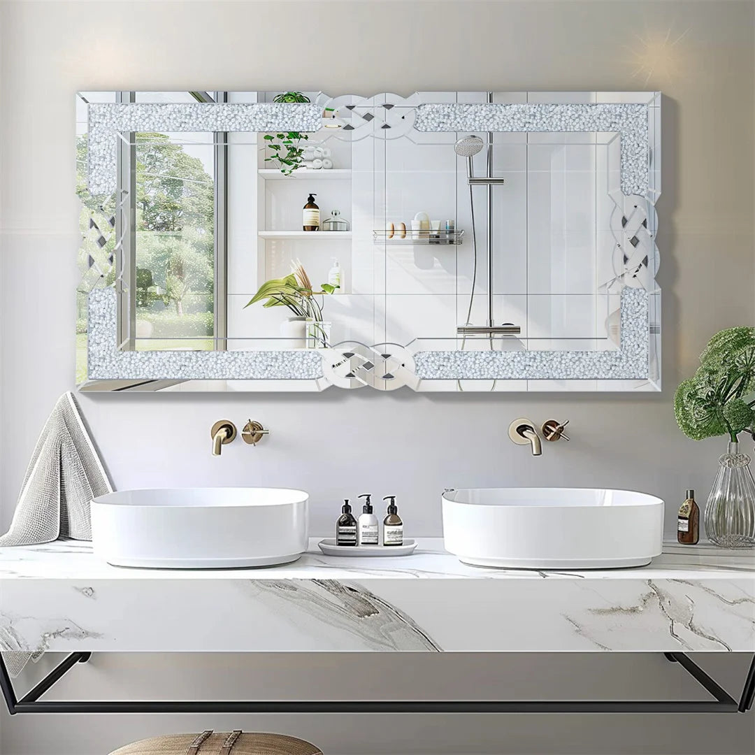 Luvodi Crush Diamond Full Body Wall Mirror Silver Frame