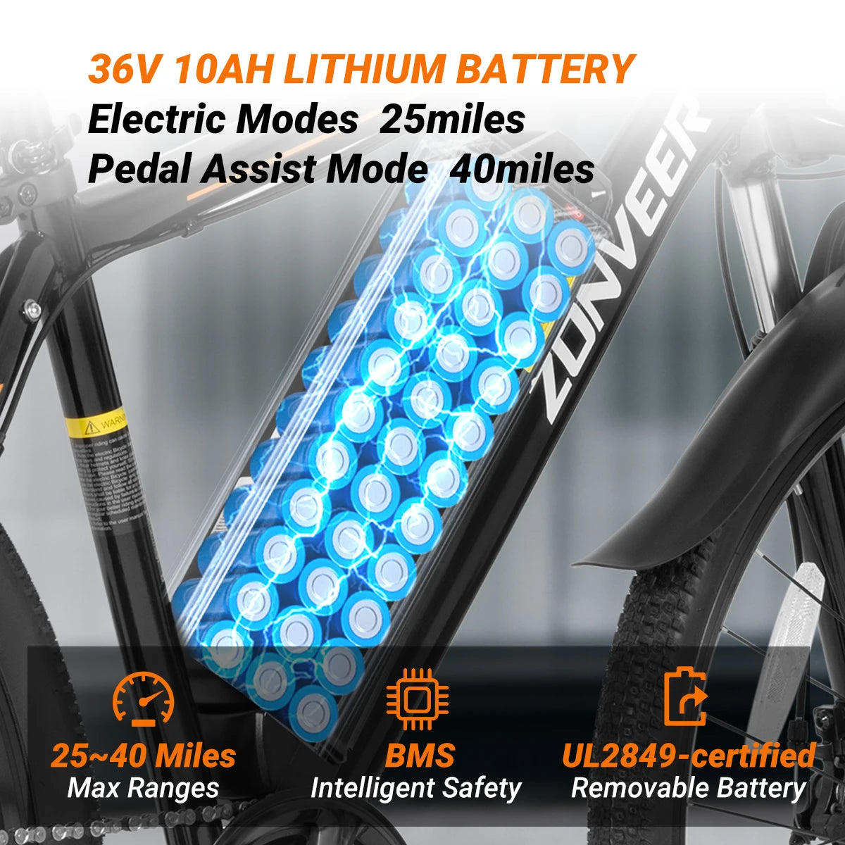 M26 Electric Bicycle 1000W Peak Motor 360Wh 26 Inch Ebike
