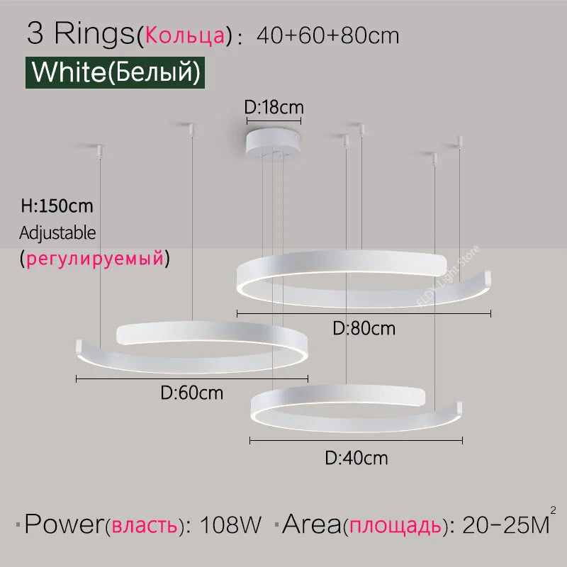 Ceiling chandelier Pendant light Chandeliers for dining room LED Bedroom living room nordic home decor Modern Round ring lamps - Antland Marketplace