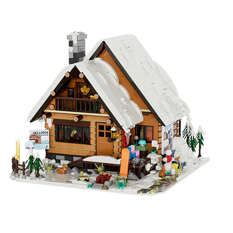 Snow Hut Christmas Ski Chalet Set With LED Model 2187 Pieces