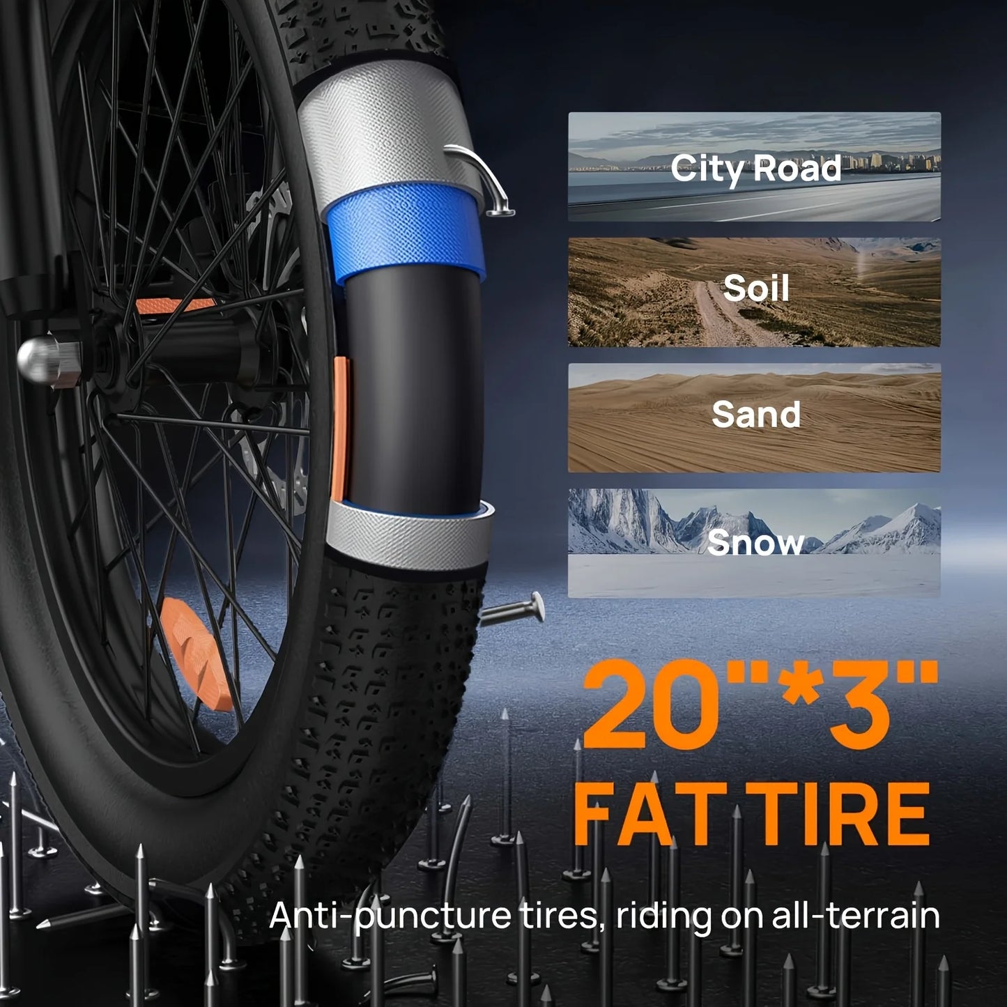 1000W E20 Fat Tire Electric Bike With Removable 48V Battery