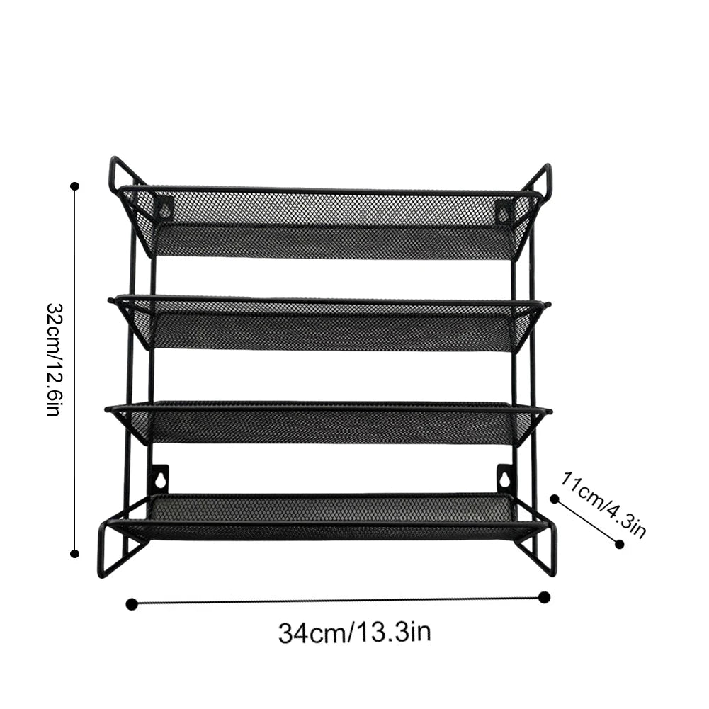 4 Tier Spice Jar Organizer Space Saving Metal Kitchen Rack