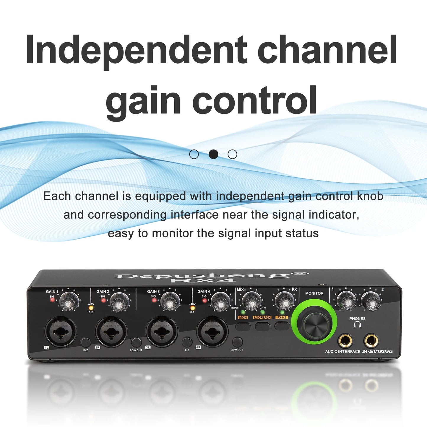 Professional 4 In 2 Out Audio Interface Sound Card